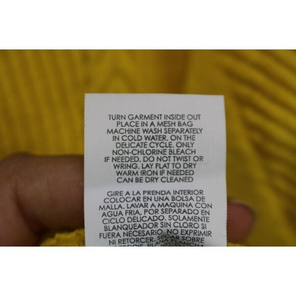 Cabi Bright Yellow Oversized Button-Up Cropped Sweater-Small-3/4 Sleeve - Picture 7 of 10